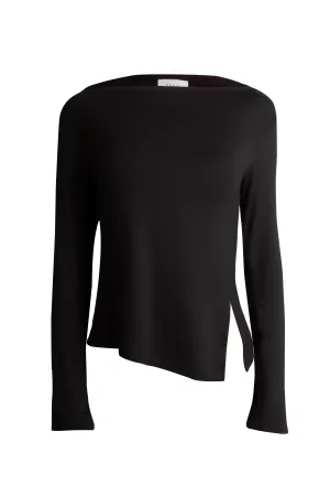 Bamboo slit boat neck - Black