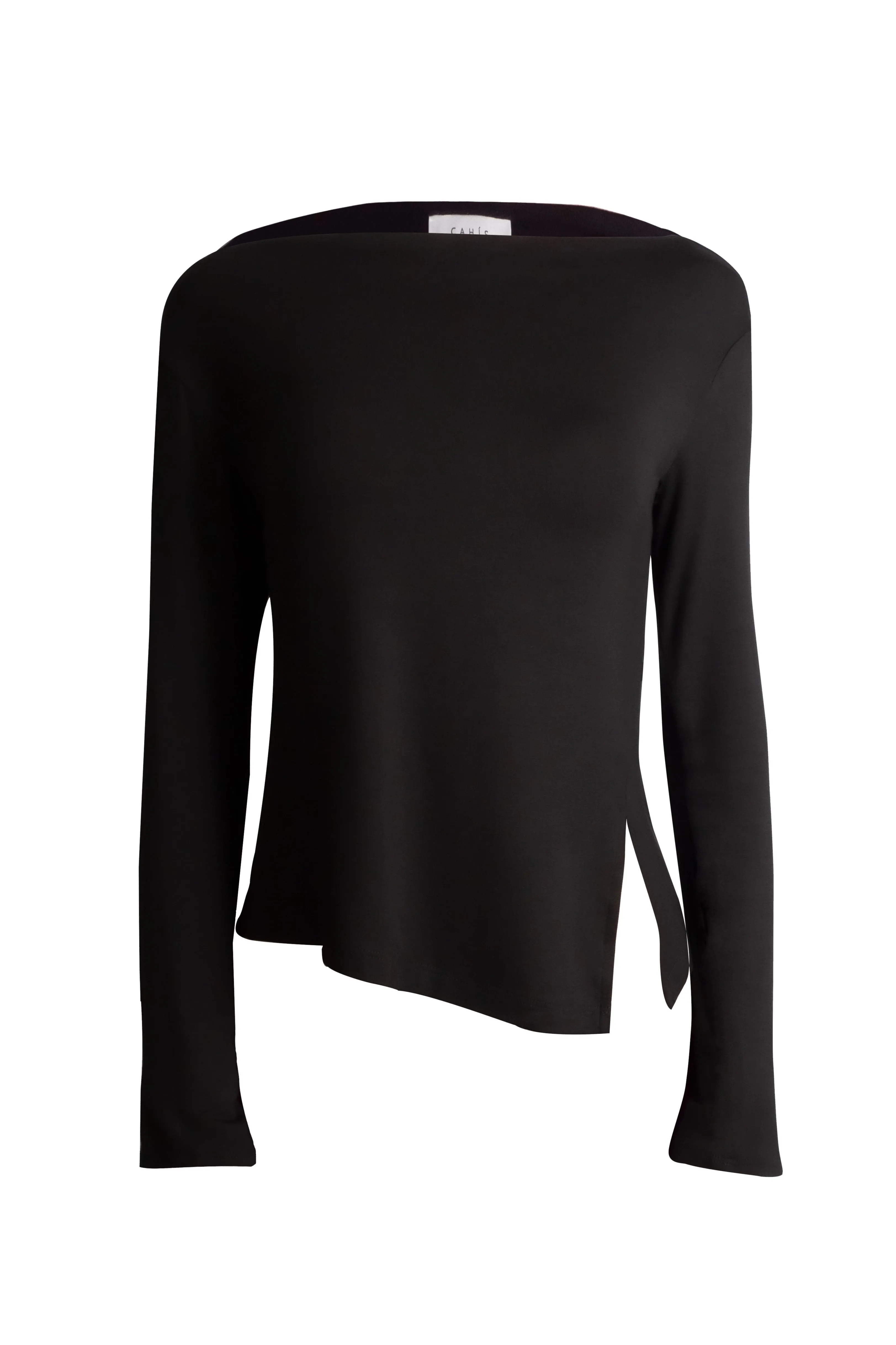 Bamboo slit boat neck - Black