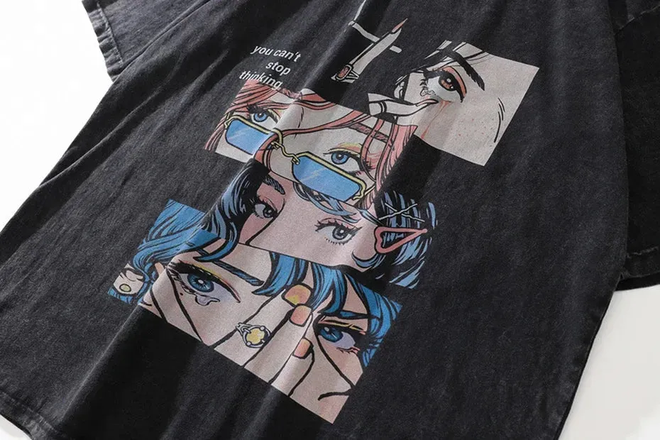 'Can't Stop Thinking' Oversized Cotton T-Shirt
