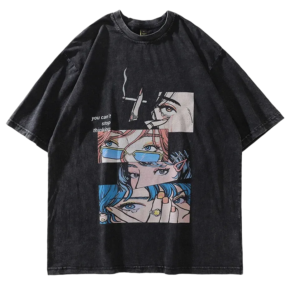 'Can't Stop Thinking' Oversized Cotton T-Shirt