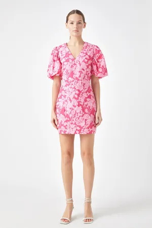 Endless Rose - Floral Puff Sleeve Mini Dress