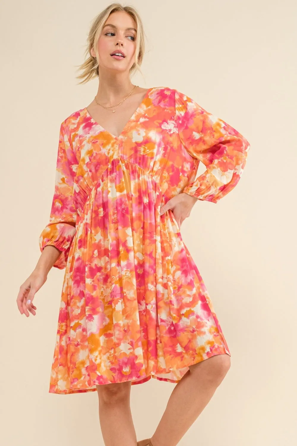 Full Size Floral Tie Back Resort Dress