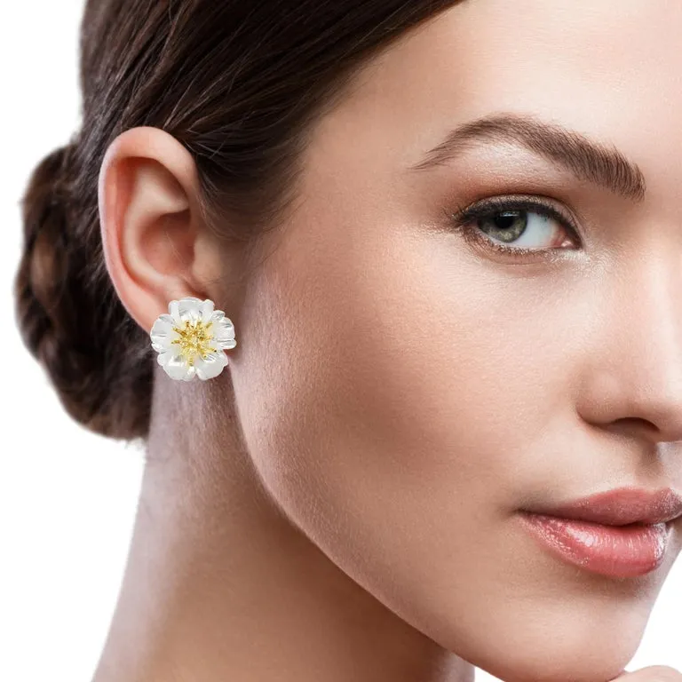 Gemstone Floral Earring Jackets with 18k Gold and Yellow Diamond "Stamen" Posts