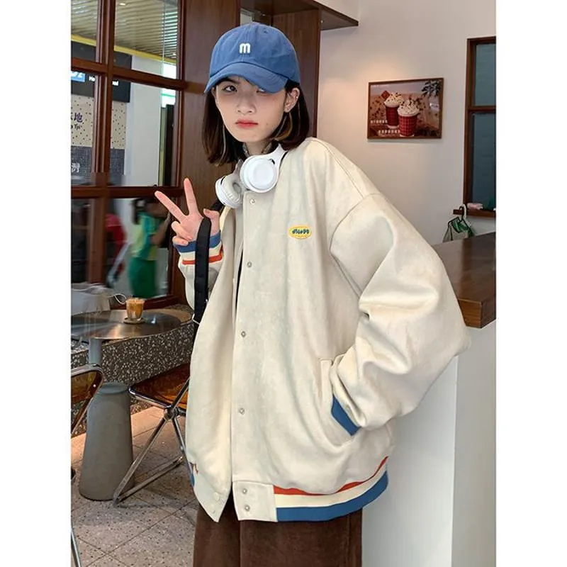 Loose Fit Retro Varsity Jacket