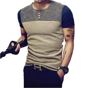 Men's Summer Fashion Casual Patchwork Short Sleeve Shirt