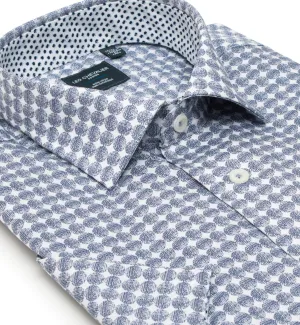 Navy Print Cotton Non Iron Short Sleeve Sport Shirts