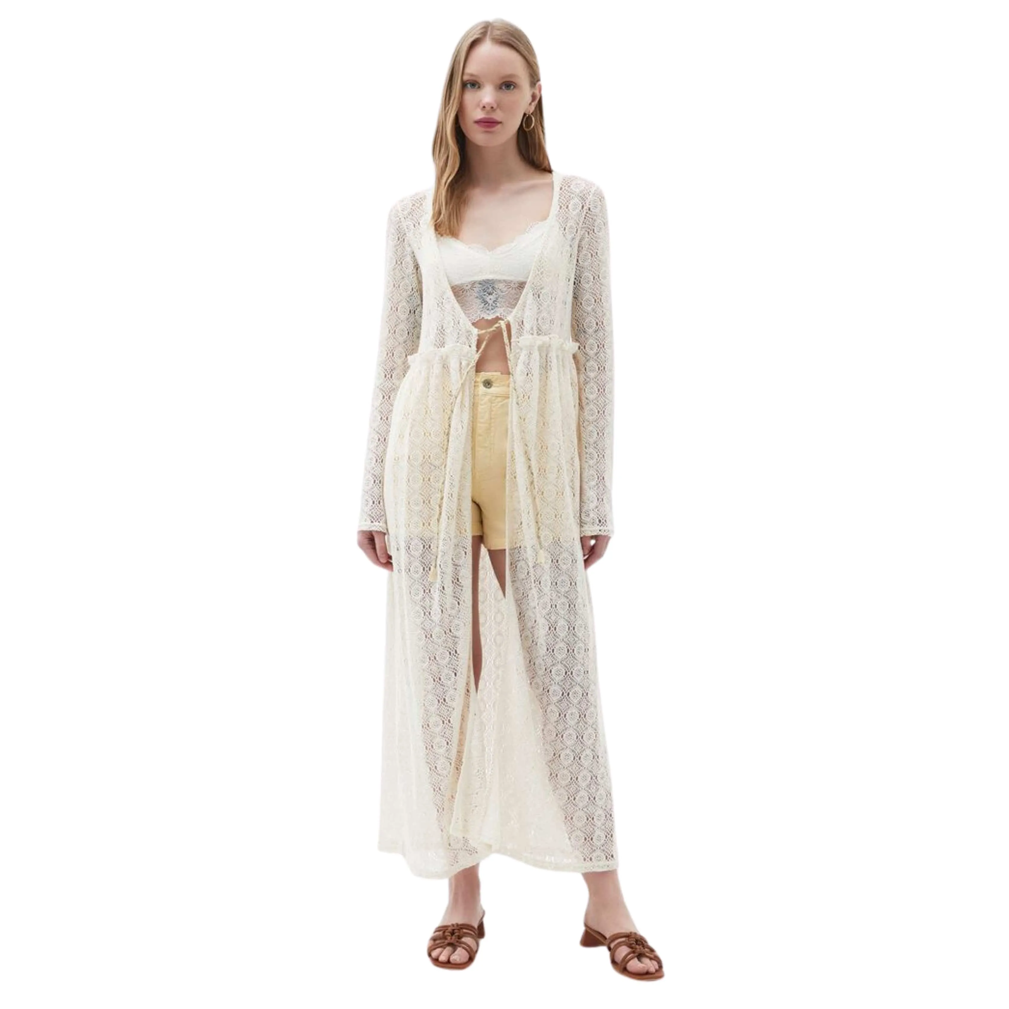 OXXO -  Maxi Kimono with Hemstitch Detail
