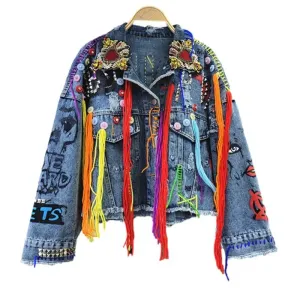 Pre Order:  Mixed Media Graffiti Denim Jacket