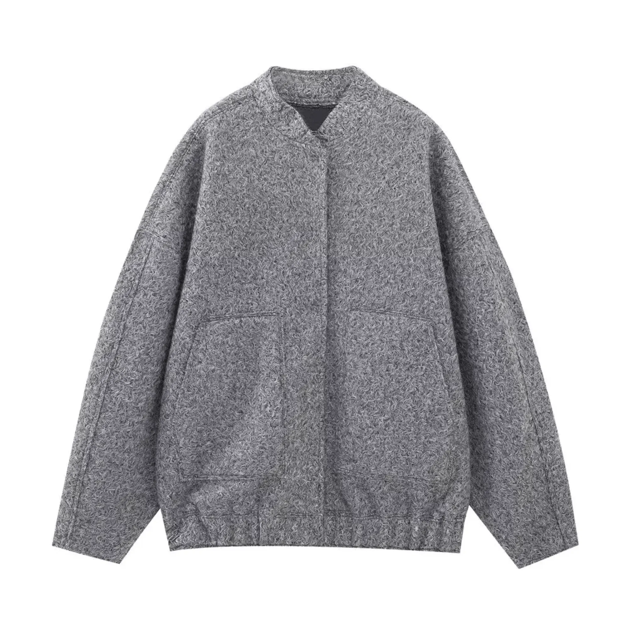 Pre Order:  Snap Buttons Woolen Jacket