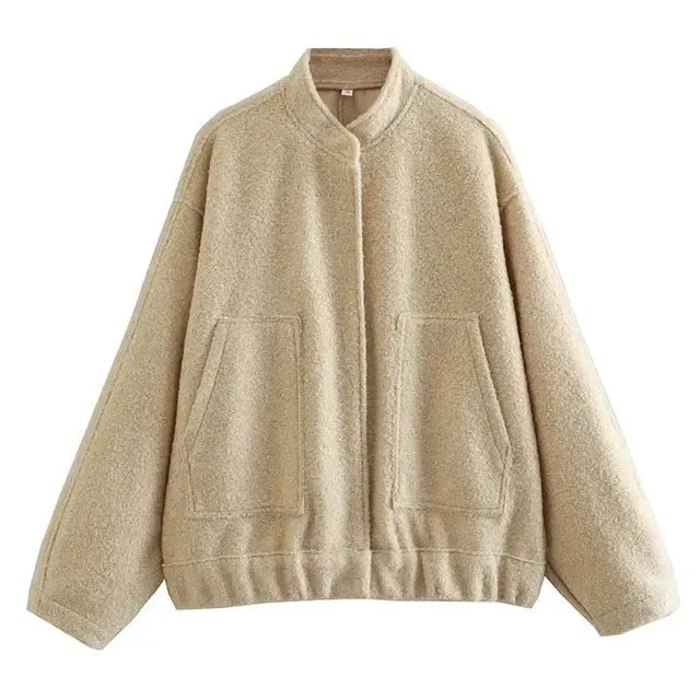 Pre Order:  Snap Buttons Woolen Jacket