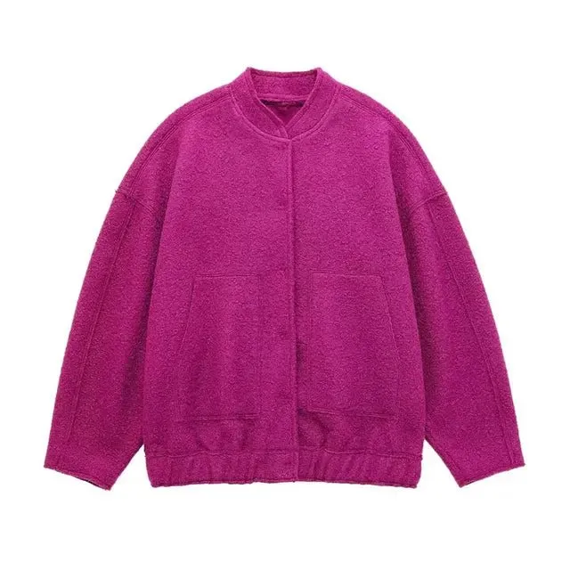 Pre Order:  Snap Buttons Woolen Jacket
