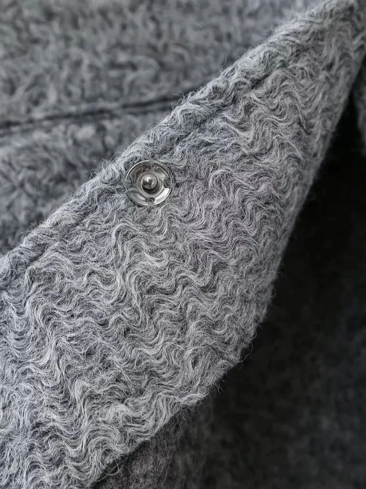 Pre Order:  Snap Buttons Woolen Jacket
