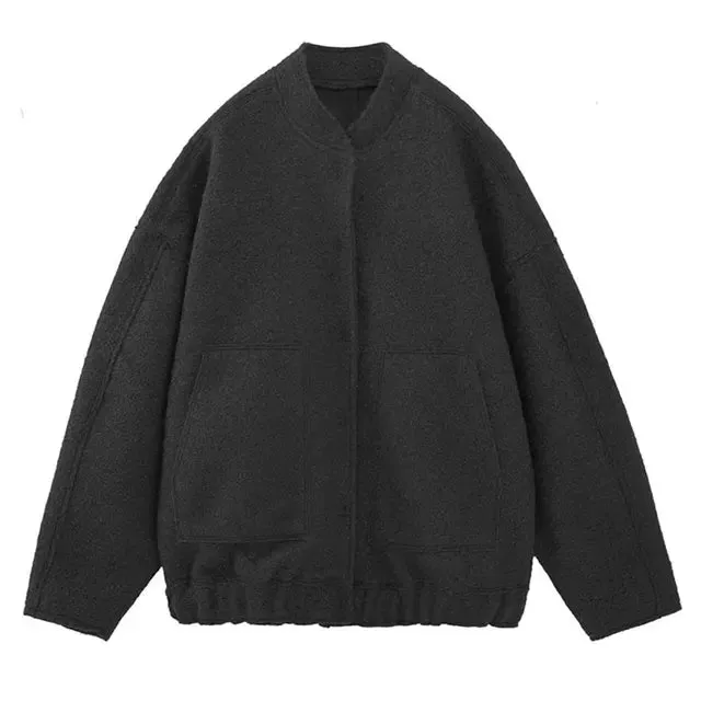 Pre Order:  Snap Buttons Woolen Jacket