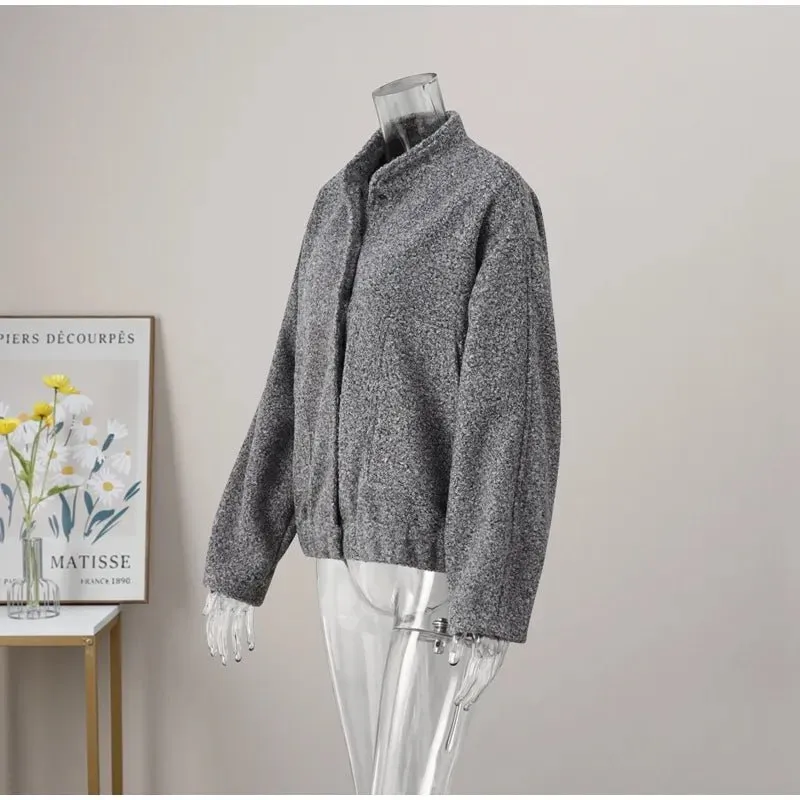 Pre Order:  Snap Buttons Woolen Jacket