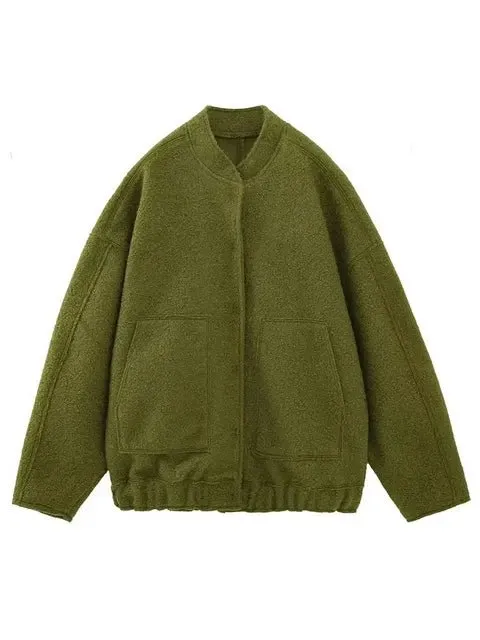 Pre Order:  Snap Buttons Woolen Jacket