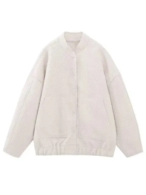 Pre Order:  Snap Buttons Woolen Jacket