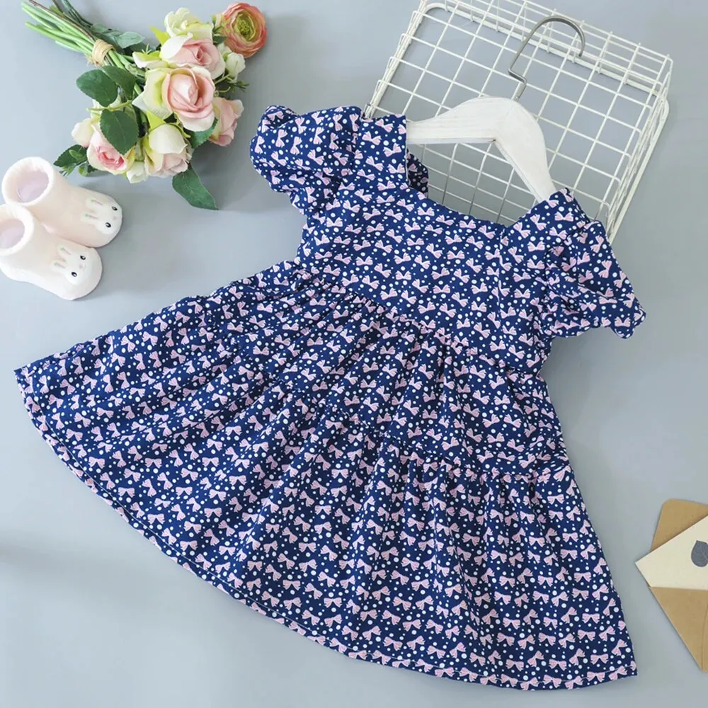 Summer Toddler Dresses Baby Girl Clothes Cute Flowers Print Princess Dress