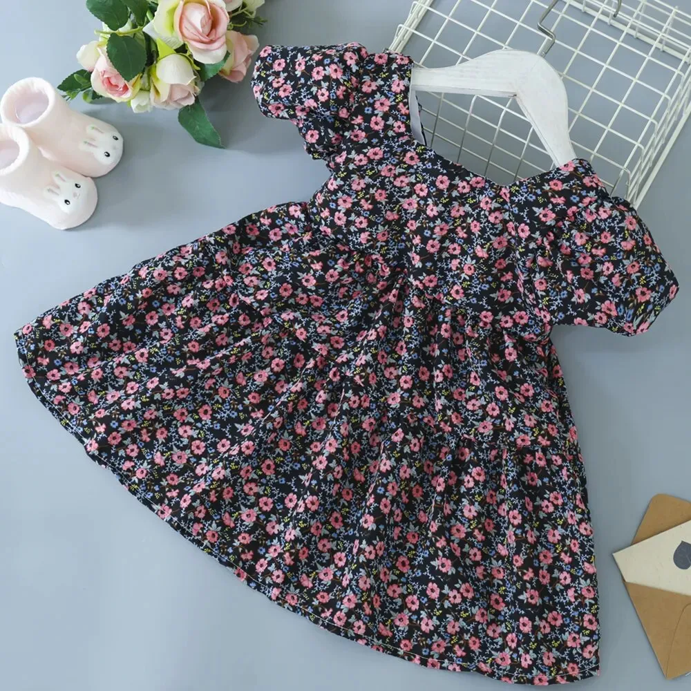 Summer Toddler Dresses Baby Girl Clothes Cute Flowers Print Princess Dress