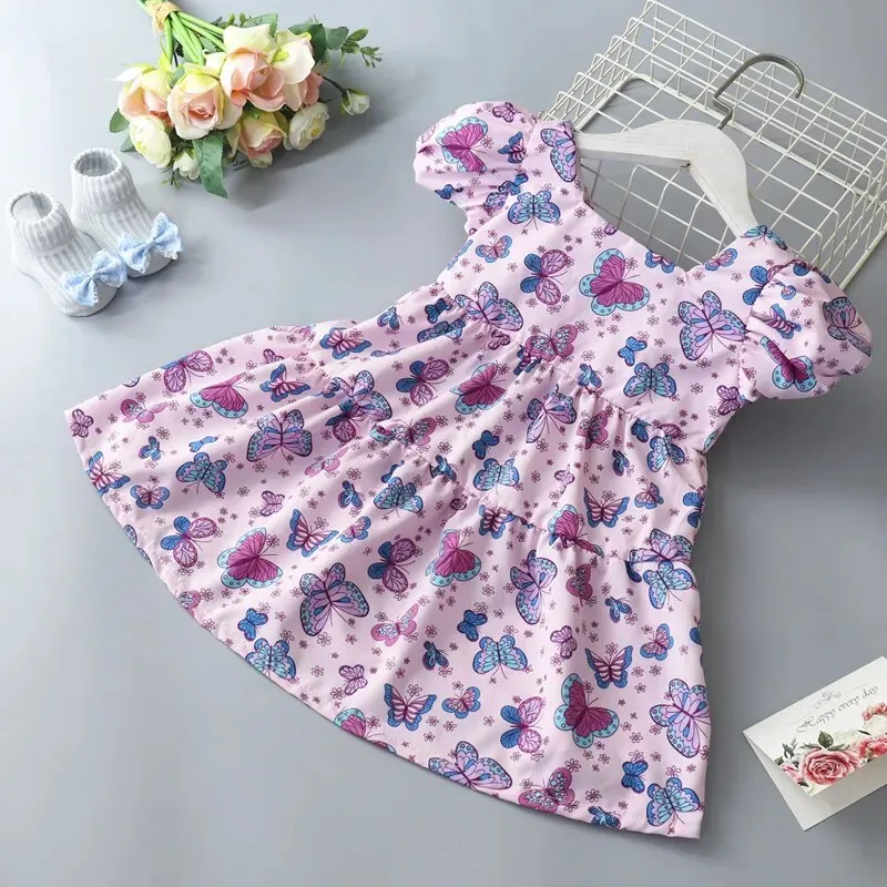 Summer Toddler Dresses Baby Girl Clothes Cute Flowers Print Princess Dress
