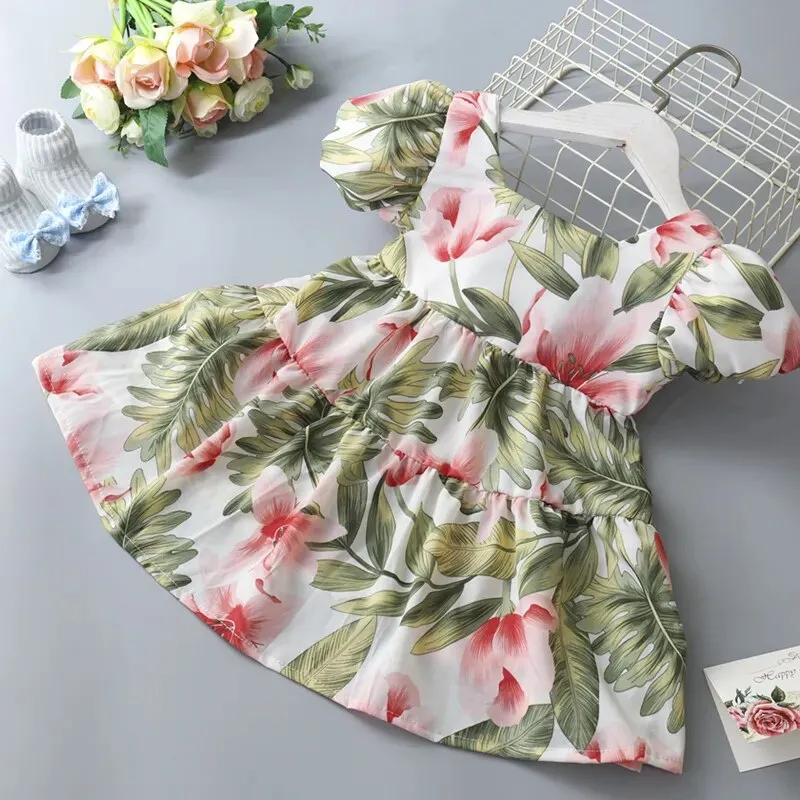 Summer Toddler Dresses Baby Girl Clothes Cute Flowers Print Princess Dress