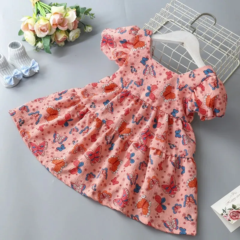 Summer Toddler Dresses Baby Girl Clothes Cute Flowers Print Princess Dress