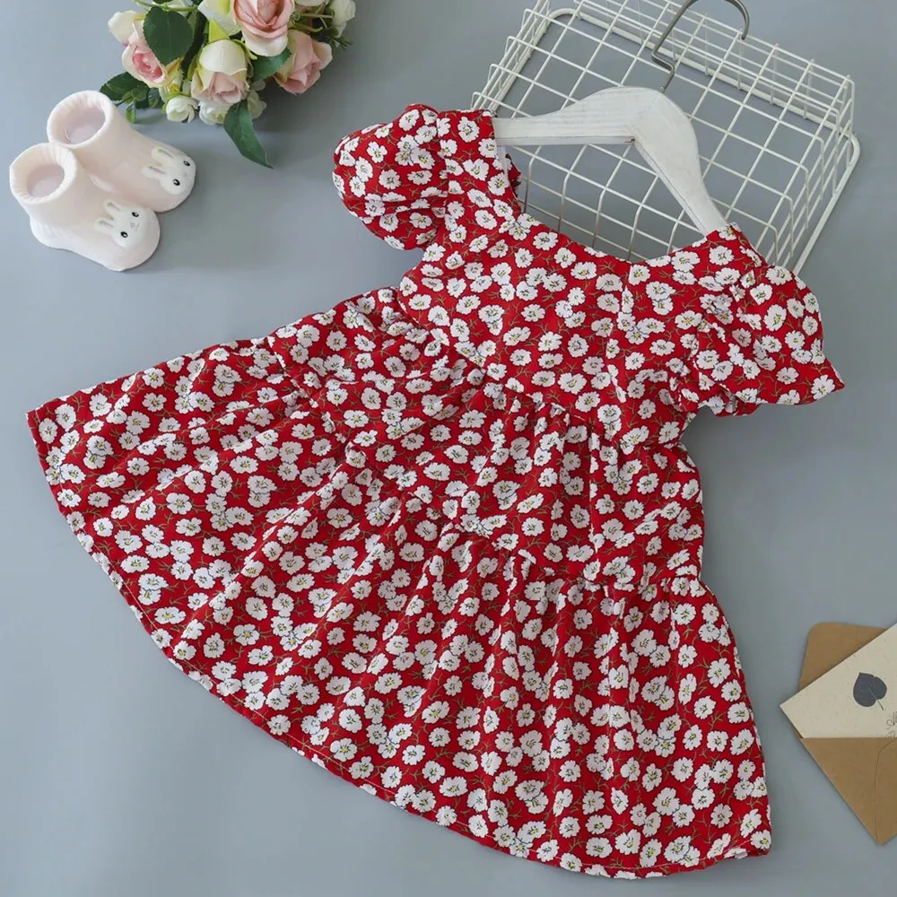 Summer Toddler Dresses Baby Girl Clothes Cute Flowers Print Princess Dress