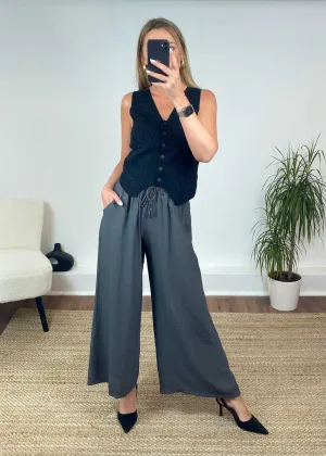 Zita Wide Leg Pants in Grey